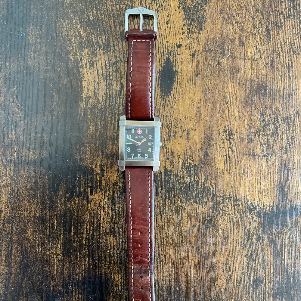 Swiss Made Wenger 20mm Brown Leather Band Watch